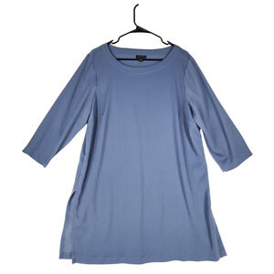 J Jill Wearever Collection Tunic Dress L Women‎ Blue 3/4 Sleeve Modest Lagenlook